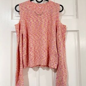 Sweetest Cold-Shoulder Melange Knit